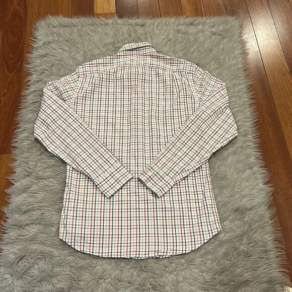 Jcrew‎ men’s red, blue and tan plaid cotton long sleeve button front shirt - Picture 4 of 5
